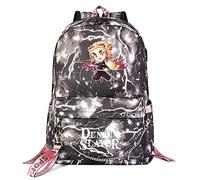 Yumenam Anime Theme Backpack with USB Charging Port Rengoku Kyoujurou Demon Slayer Letter Printing Laptop Backpack School Bag Outdoor Daypacks for Kimetsu no Yaiba Anime Lovers