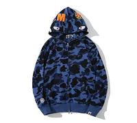 Yumenam Mens Hoodie Shark Head Camo 3D Printed Full Zip Jacket Sweatshirt Camouflage Casual Streetwear Outwear for Men Teen