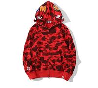 Yumenam Mens Hoodie Shark Head Camo 3D Printed Full Zip Jacket Sweatshirt Camouflage Casual Streetwear Outwear for Men Teen