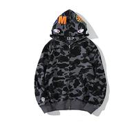 Yumenam Mens Hoodie Shark Head Camo 3D Printed Full Zip Jacket Sweatshirt Camouflage Casual Streetwear Outwear for Men Teen