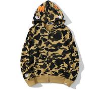 Yumenam Mens Hoodie Shark Head Camo 3D Printed Full Zip Jacket Sweatshirt Camouflage Casual Streetwear Outwear for Men Teen