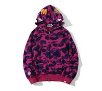 Yumenam Mens Hoodie Shark Head Camo 3D Printed Full Zip Jacket Sweatshirt Camouflage Casual Streetwear Outwear for Men Teen