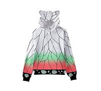 Yumenam Unisex Kids Hoodie Tanjirou Nezuko Printed Cat Ears Hooded Sweatshirt Hoody Tops Halloween Cosplay Costume for Demon Slayer Girls Boys