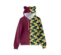 Yumenam Unisex Kids Hoodie Tanjirou Nezuko Printed Cat Ears Hooded Sweatshirt Hoody Tops Halloween Cosplay Costume for Demon Slayer Girls Boys