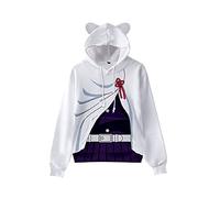 Yumenam Unisex Kids Kimetsu no Yaiba Hoodie Rui 3D Printed Cat Ears Hooded Sweatshirt Hoody Tops Halloween Cosplay Costume Children's Clothing for Demon Slayer Girls Boys