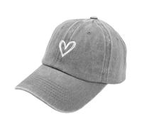 YuMENo Heart Embroidered Baseball Cap for Women Vintage Washed Cotton Adjustable Low Profile Dad Hats
