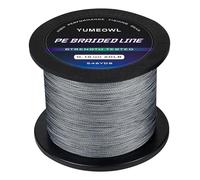 YUMEOWL 4lb Braided Fishing Line, Super Strong,Low Memory,Zero Stretch,Abrasion Resistant Line, 4 Strand, Gray, 328YDS, 4LB, 0.05MM