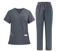 YUMERA Scrubs for Women,Women's Ultra-Thin Loose Multipocket V-Neck Scrubs Set Doctors Scrubs Top and Pants Soft Comforts Healthcare Tunics Workwear in Multicolors