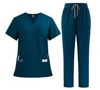 YUMERA Scrubs for Women,Women's Ultra-Thin Loose Multipocket V-Neck Scrubs Set Doctors Scrubs Top and Pants Soft Comforts Healthcare Tunics Workwear in Multicolors
