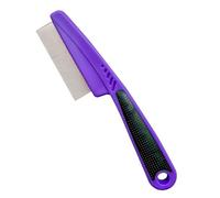 Yumflan Flea Comb with Rubber Handle, Fine Tooth Dog & Cat Comb, Purple