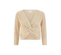 Yumi Beige Cotton Crochet Knitted Top