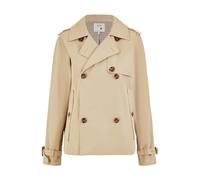 Yumi Beige Cropped Trench Jacket With Pockets and Check Lining (UK, Numeric, 10, Beige)