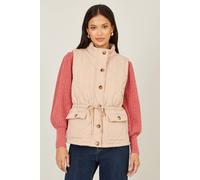 Yumi Beige Quilted Utility Gilet In Taupe Taupe L
