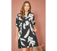 Black Abstract Print Tunic With Pockets Yumi Black 10