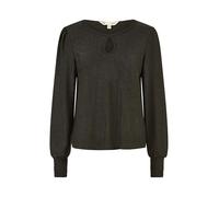 Yumi Black and Gold Sparkle Stretch Keyhole Neckline Top 8 Black