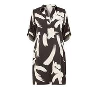 Yumi Black and White Abstract Print Tunic Dress, 3/4 Sleeves, with Pockets, 92cm Length (UK, Numeric, 10, Regular, Regular, Black)