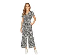 Yumi Black And White Wrap Over Stretch Jumpsuit (Black, 10)