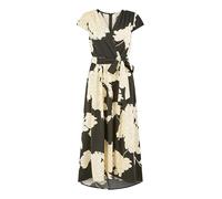 Yumi Black Blossom Print Wrap Midi With Dipped Hem 16 Black