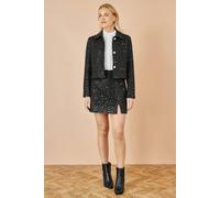 Black Boucle Sequin Jacket With Pearl Buttons Yumi Black 8