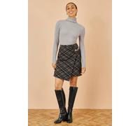 Yumi Black Check Wrap Skirt With Buckle Black