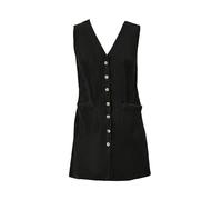 Yumi Black Cord Button Through Pinafore Dress with Pockets (UK, Numeric, 12, Regular, Regular, Black)