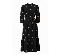 Yumi Black Cosmic Embroidery Cord Midi Shirt Dress (UK, Numeric, 14, Regular, Regular, Black)