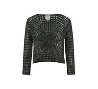 Yumi Black Cotton Crochet Twisted Bolero Top