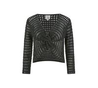 Yumi Black Cotton Crochet Twisted Bolero Top (UK, Alpha, S, Regular, Regular, Black)