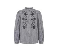 Yumi Black Cotton Gingham Embroidered Shirt
