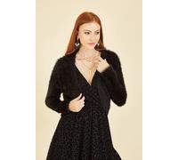 Yumi Black Eyelash Knit Bolero Black L