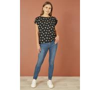 Yumi Black Foil Butterfly Print Top Black