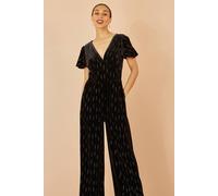 Yumi Women's Black Foil Print Velvet Jumpsuit | Size: 16 Yumi Black 16