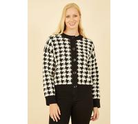 Yumi Black Houndstooth Cardigan Black M/L