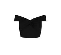 Yumi Black Jersey Cotton Bardot Top with Knot Detail (UK, Numeric, 8, Regular, Regular, Black)