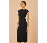 Yumi Women's Black Knitted Ruched Midi Dress | Size: Large Yumi Black L
