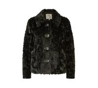 Yumi Black Luxe Textured Faux Fur Jacket With Pockets 12 Black