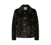 Yumi Black Luxe Textured Faux Fur Jacket With Pockets 12 Black