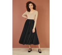 Yumi Black Mesh Heart Print Tulle Skirt Black 10