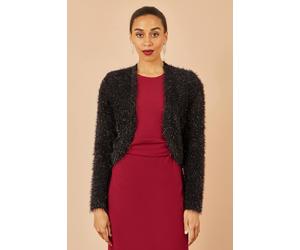 Yumi Black Metallic Fluffy Eyelash Bolero Black