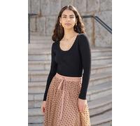 Yumi Black Metallic Knitted Ribbed Top Black S