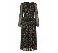 Yumi Black Metallic Sparkle Mesh Wrap Midi Dress (UK, Numeric, 12, 14, Regular, Regular, Black)