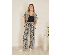 Yumi Black Paisley Print Relaxed Fit Trousers Black 14