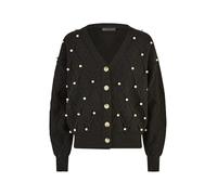 Yumi Black Pearl Cable Knit Cardigan L Black
