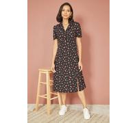 Yumi Black Recycled Watermelon Print Shirt Dress With Side Split Black 10