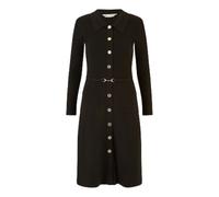 Yumi Black Rib Knit Midi Shirt Dress, Button-Down with Snaffle Belt, Long Sleeve (UK, Alpha, L, Regular, Regular, Black)