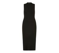 Yumi Black Ribbed High Neck Midi Dress, Sleeveless, Side Split, Fitted (UK, Alpha, L, Regular, Regular, Black)