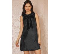 Yumi Black Sequin Bow Tunic Shift Dress Black 12