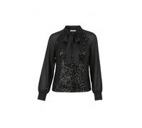 Yumi Black Sequin Pussy Bow Top (UK, Numeric, 16, Regular, Regular, Black)