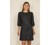 Yumi Black Sequin Tunic Dress With Balloon Sleeves Black