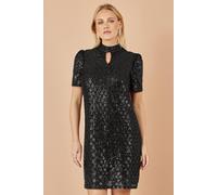 Yumi Women's Black Sequin Tunic Dress with Pattern & a Keyhole Neckline | Size: 16 Yumi Black 16